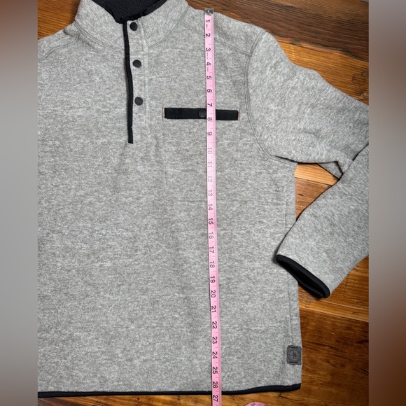 G.H. Bass & Co Mens Quarter Snap Fleece Sweater Heathered Gray/Green w/black S - Picture 5 of 16